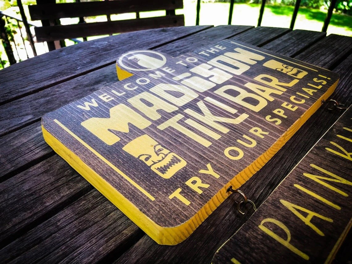 Custom Tiki Bar Menu, Solid Wood and Paint product 2