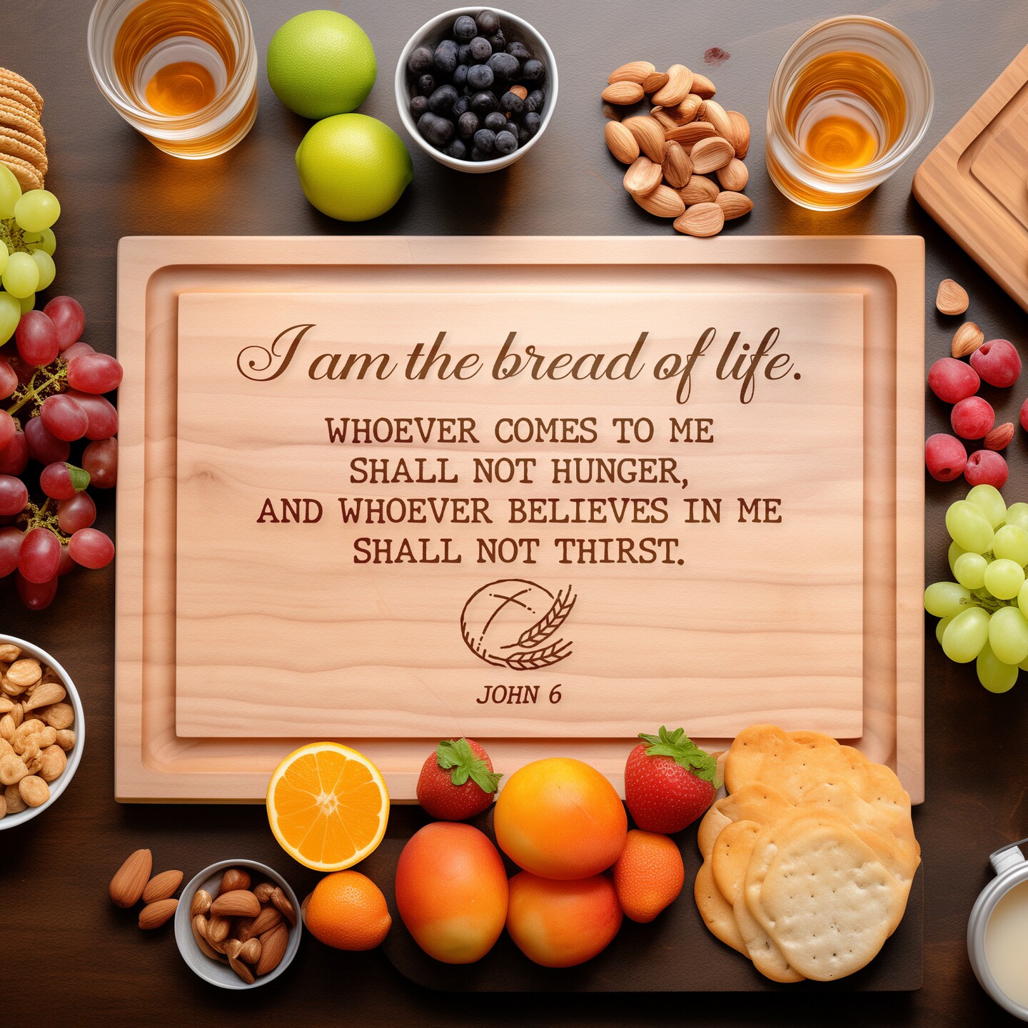 Bread of Life Cutting Board, Christian Cutting Board, Personalized Wedding Gift, Housewarming Gift, Bible Verse Cutting Board, Communion