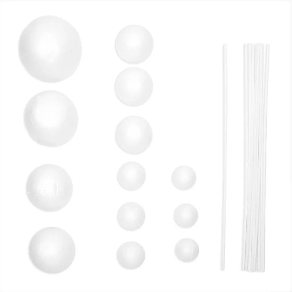 24 Piece DIY Solar System Kit with Foam Balls and Plastic Sticks, Assorted Sizes