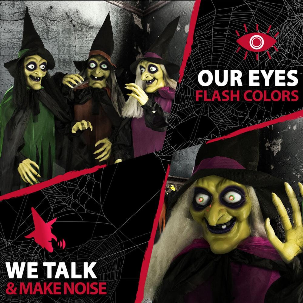 Halloween 67&#x22; Touch Activated Animatronic Witch Light Up Eyes