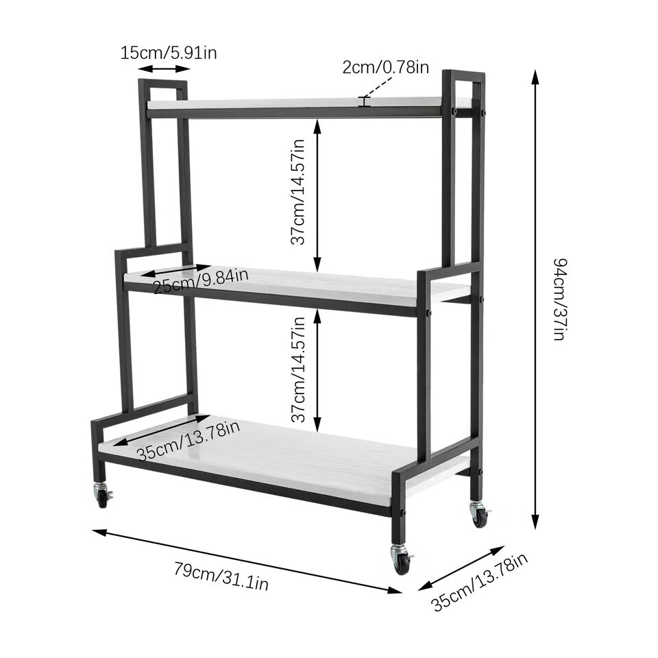 Outdoor Indoor 3 Tiers Rolling Plant Stand Planter Flower Pot Garden rack Shelf