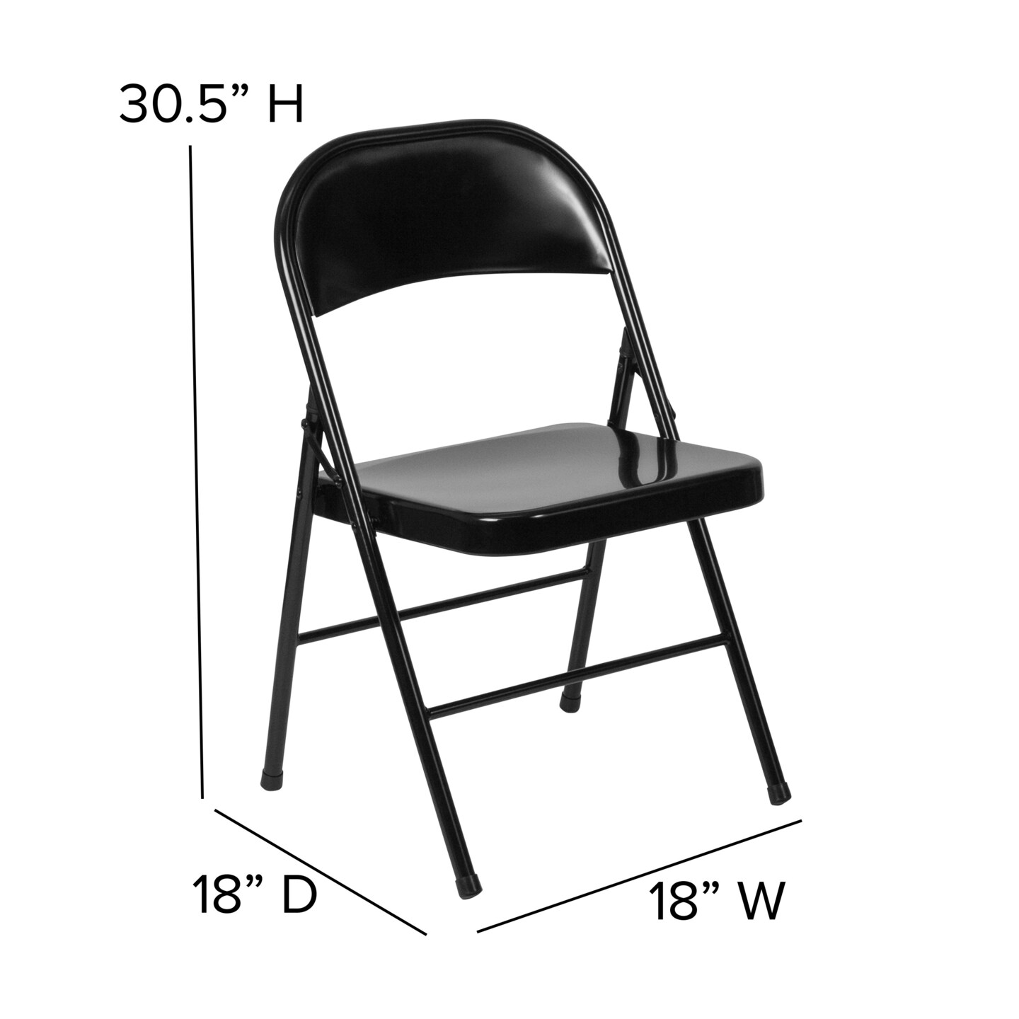 Emma and Oliver 4 Pack Double Braced Commercial Party Events Steel Metal Folding Chair