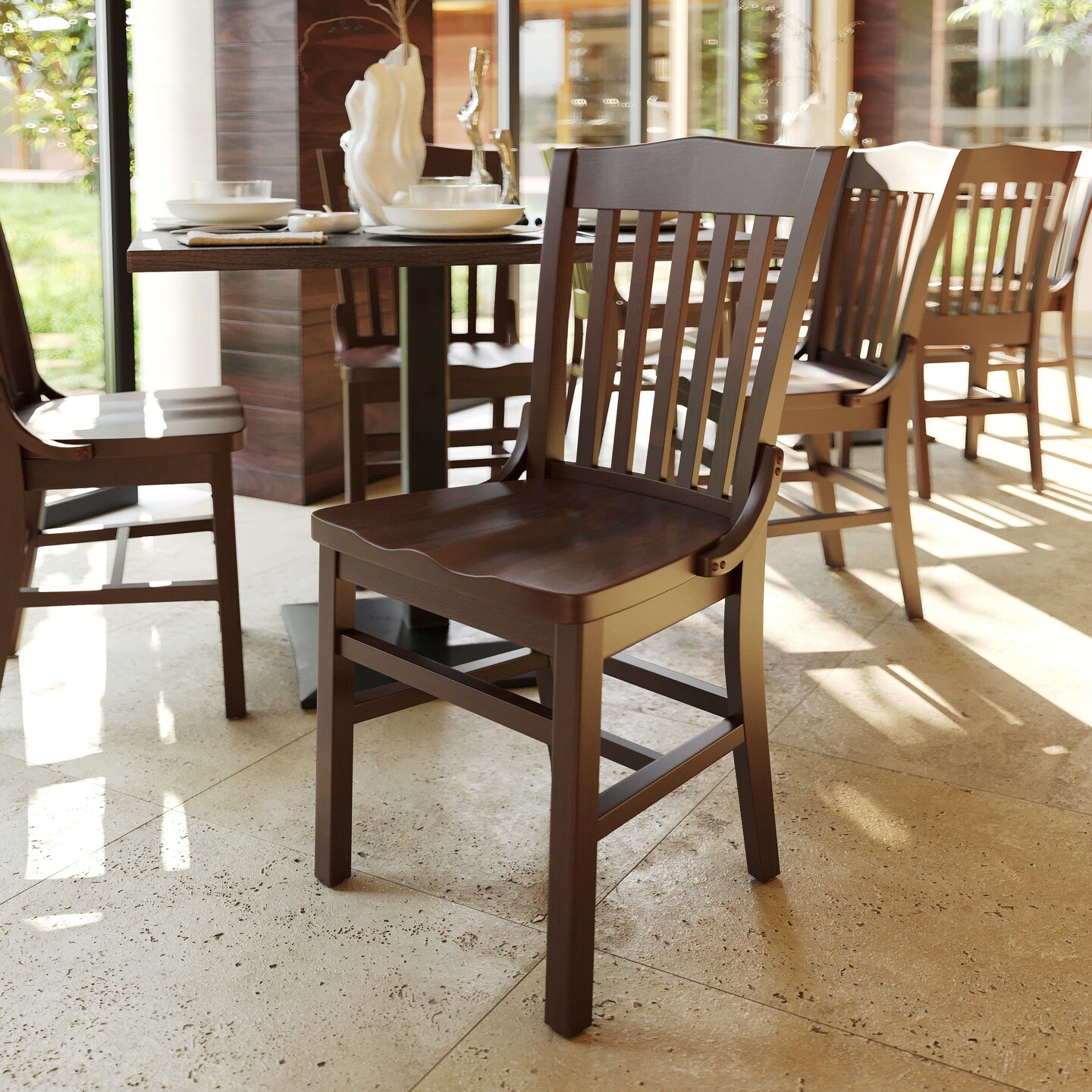 Emma and Oliver School House Back Wooden Restaurant Dining Chair
