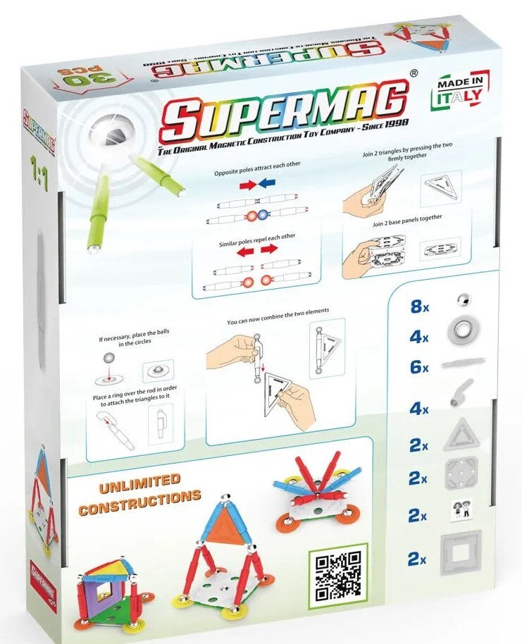 Tinamiri Supermag - House 30 - Magnetic Building Set, Educational construction fun, 30 piece set, Magnet Toys, 0662