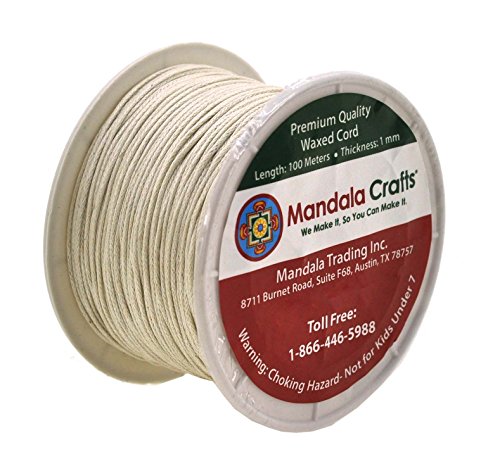 109 Yards Mandala Crafts Cream 1mm Waxed Cord for Jewelry Making - Cream Waxed Cotton Cord for Jewelry String Bracelet Cord Wax Cord Necklace String