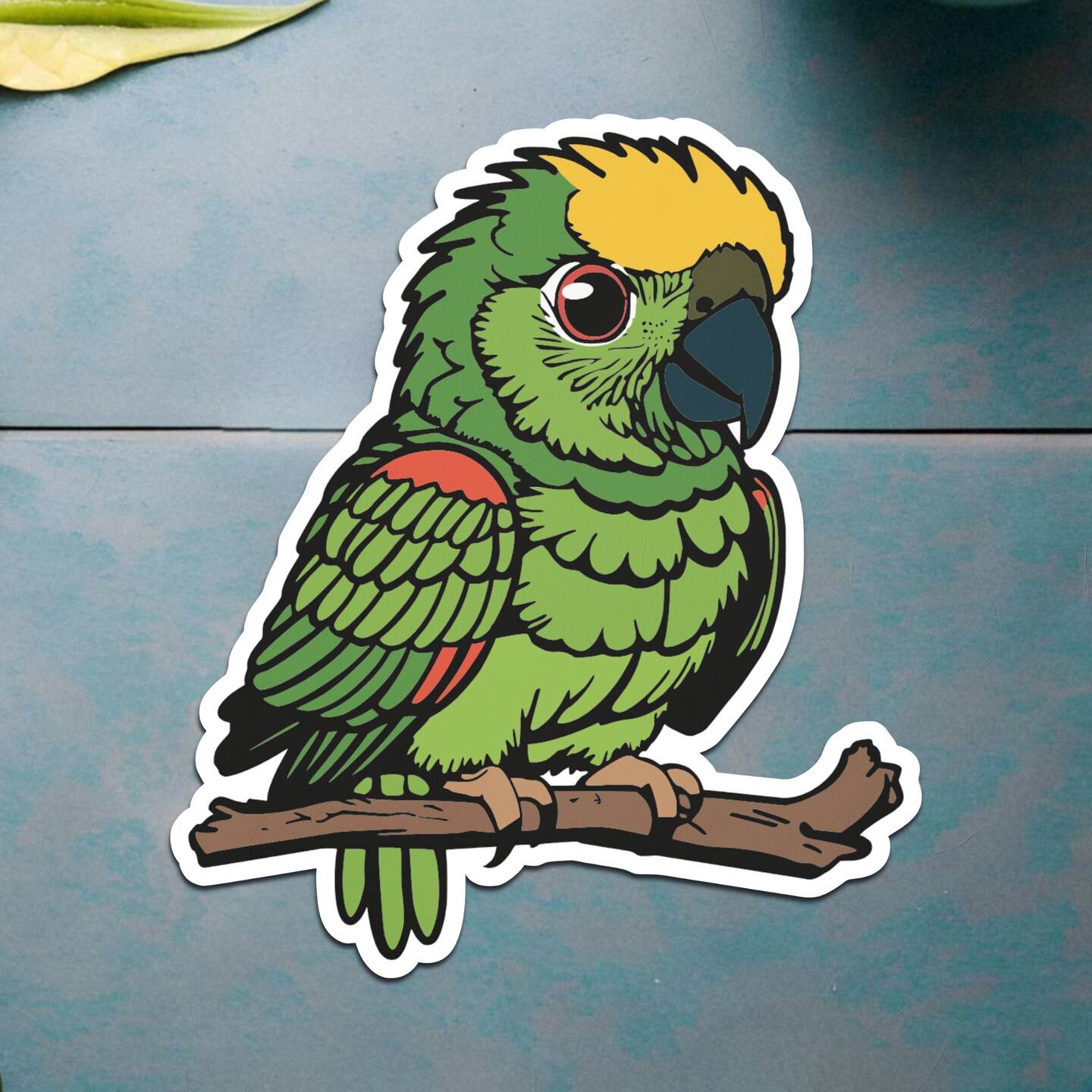 Yellow Crowned Amazon Parrot Sticker | Green Parrot Decal | Kawaii Bird Sticker | Cute Tropical Parrot Gift