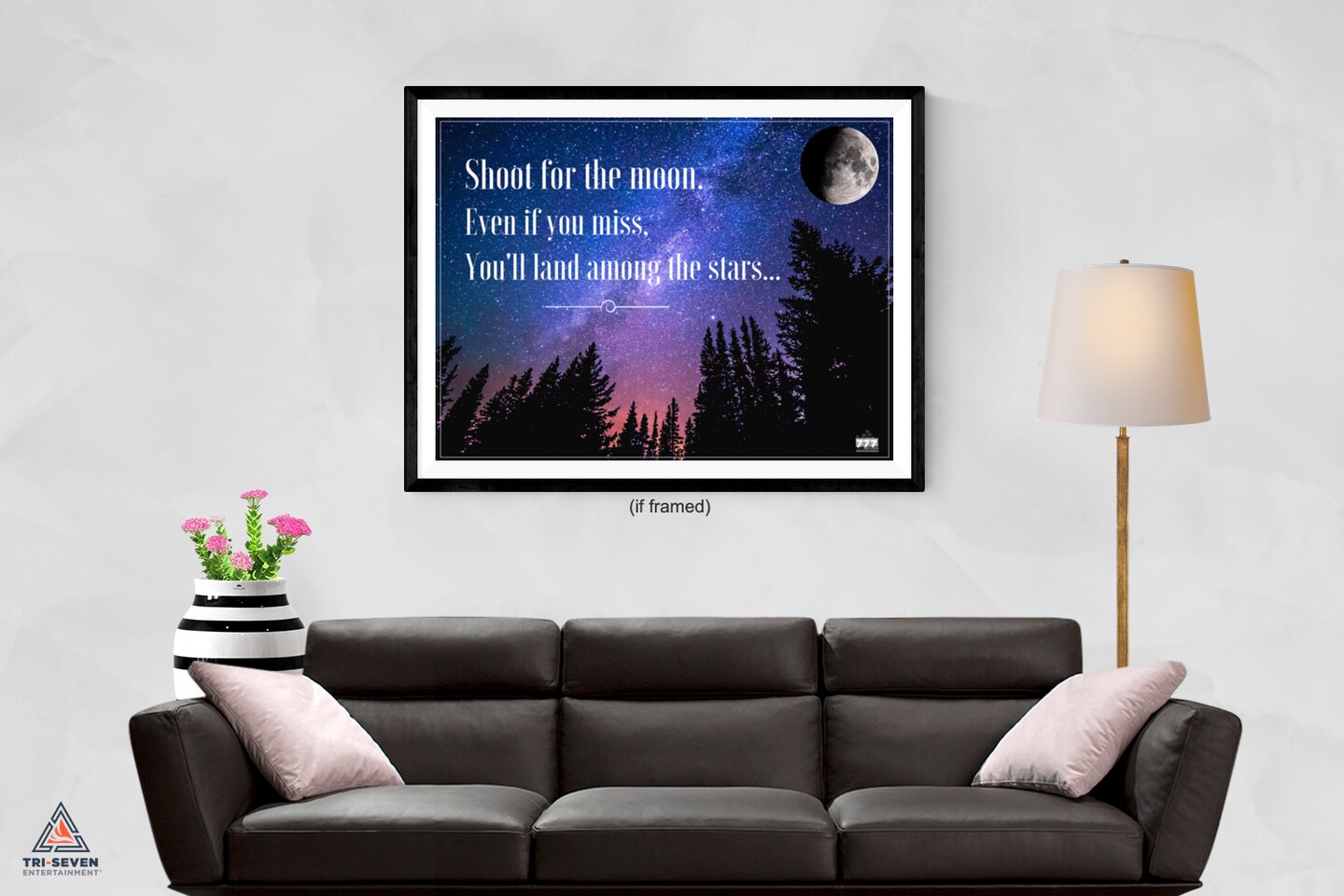 Shoot for the Moon Poster Inspirational Quote Art Print, 24&#x22;x18&#x22;, Unframed