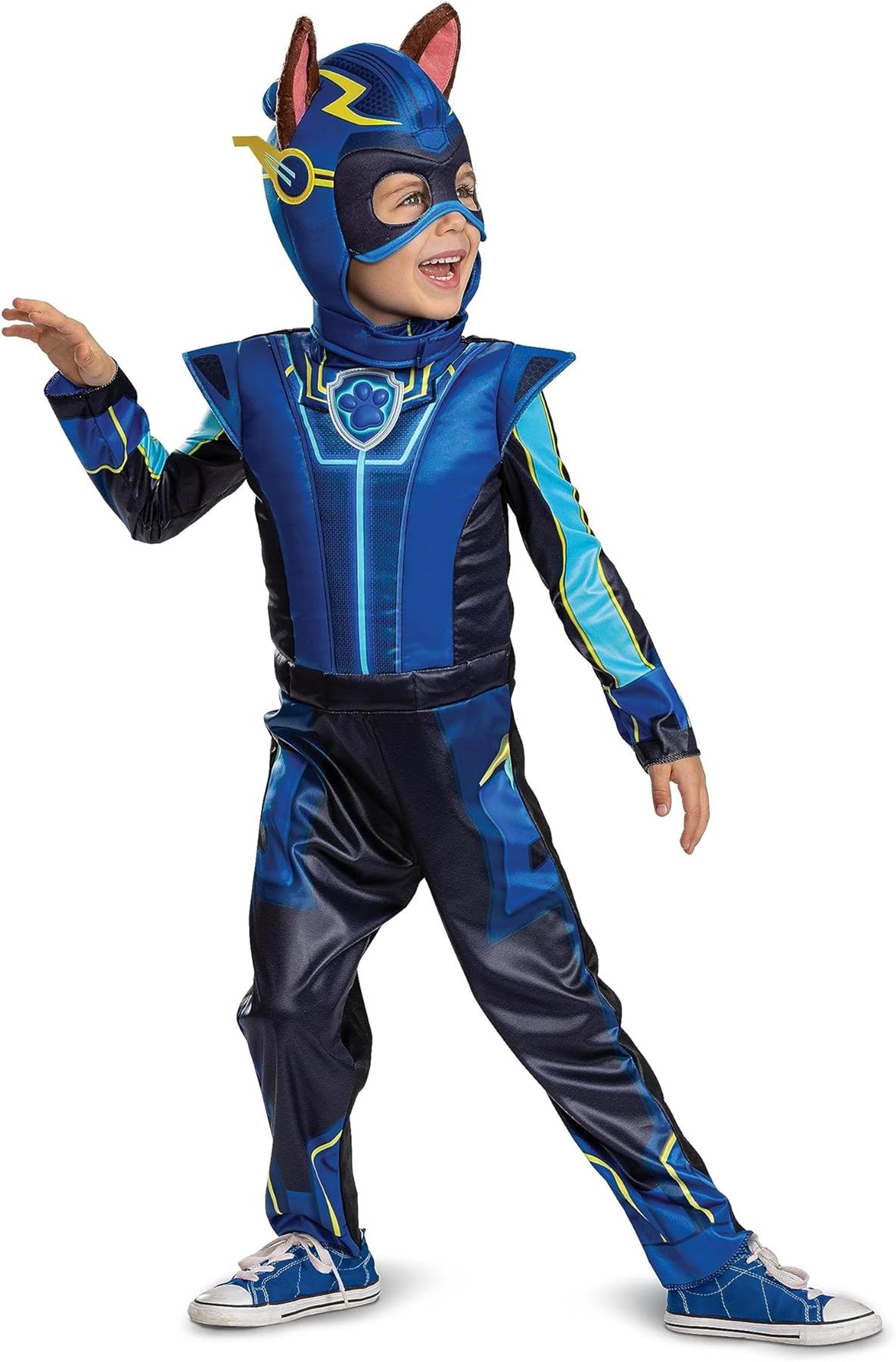 Chase Deluxe Toddler Costume, Official Paw Patrol Halloween Outfit with Armor and Headpiece for Kids, Small (4-6)