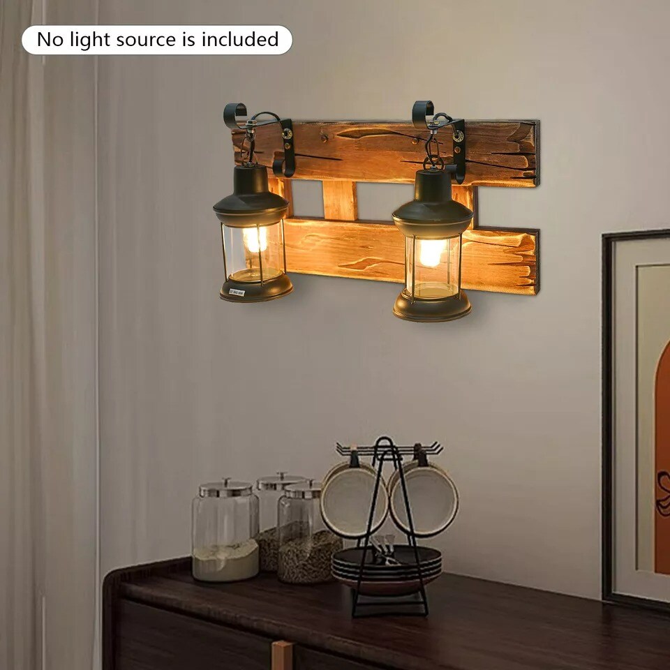2-Lights Rustic Wall Sconce Light Vintage Industrial Wall Mounted Lamp Fixture