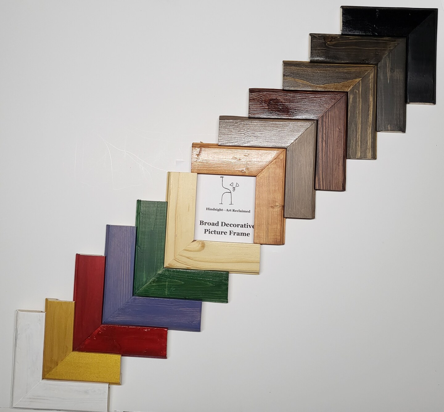 Broad Decorative Bevel Picture Frame, Made-to-Order, Handmade, Solid Wood, Rustic, Custom Sizes