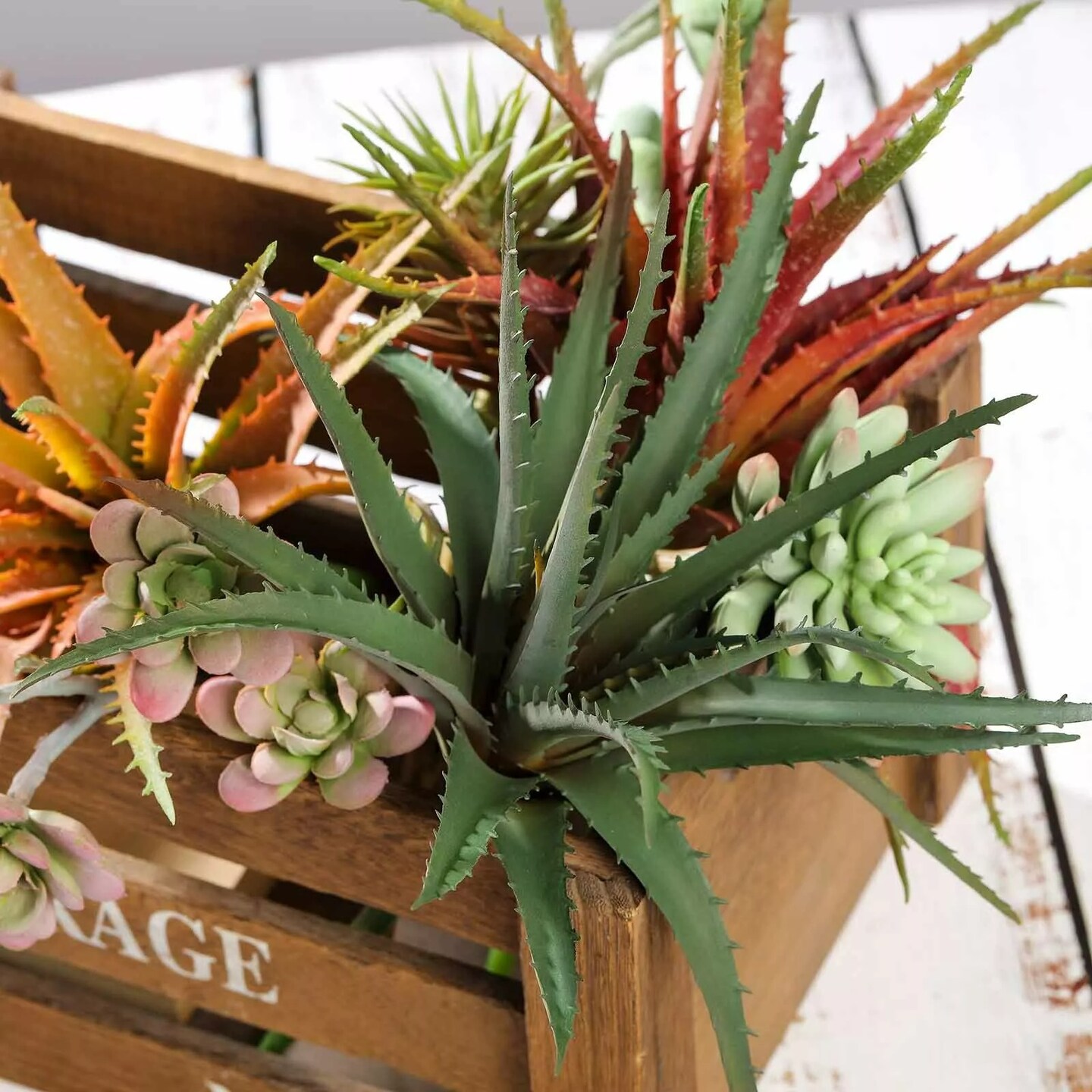Orange Burgundy Green 12&#x22; Aloe Faux Succulent Sprays Stems Wedding Centerpieces