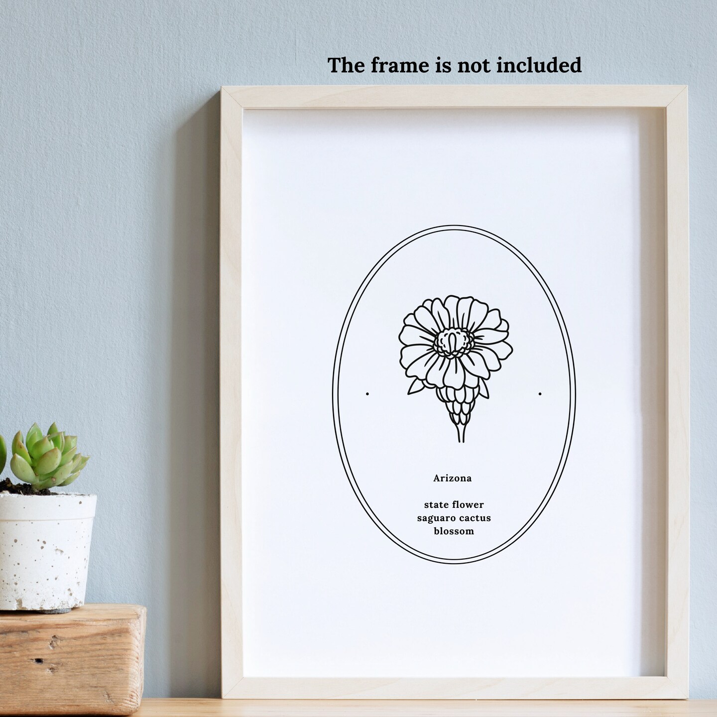 Arizona Saguaro Cactus Blossom US State Flower Print | Unframed Floral Line Art | USA State Missing Home Gift product 2