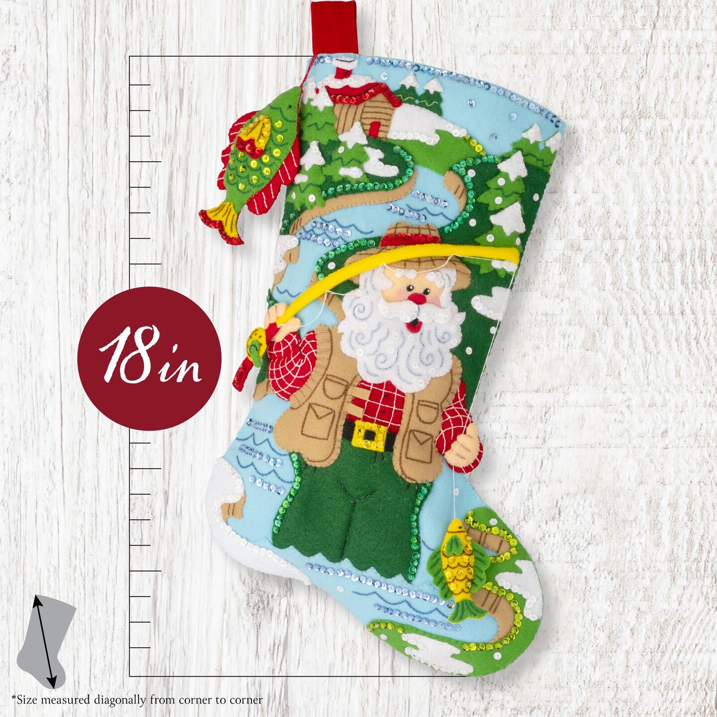 Bucilla Fly Fishing Santa Felt Stocking Kit