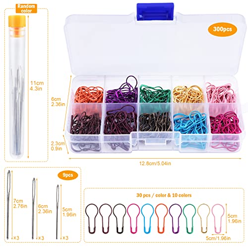 300 Pieces Crochet Markers, Metal Stitch Markers for Crocheting, Crochet Accessories and Supplies, Stitch Markers for Knitting and Crocheting, Safty Pins for Fabric and Paper
