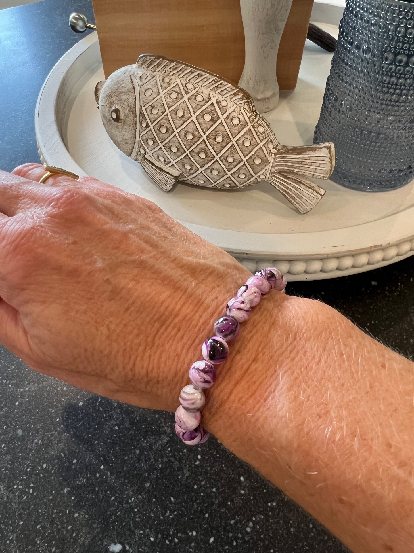 Purple Swirl Beaded Stretch Bracelet MakerPlace by Michaels