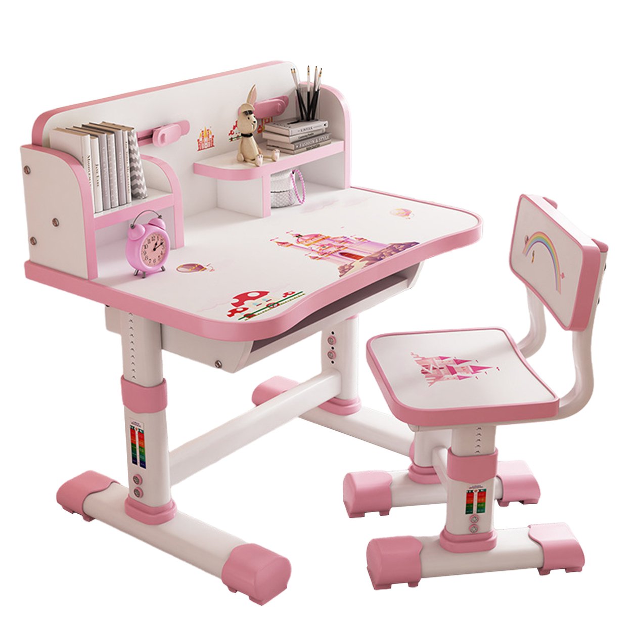 Kids Functional Desk And Chair Set Height Adjustable Children School Study Table Chair Set Ergonomic Desk Chair With