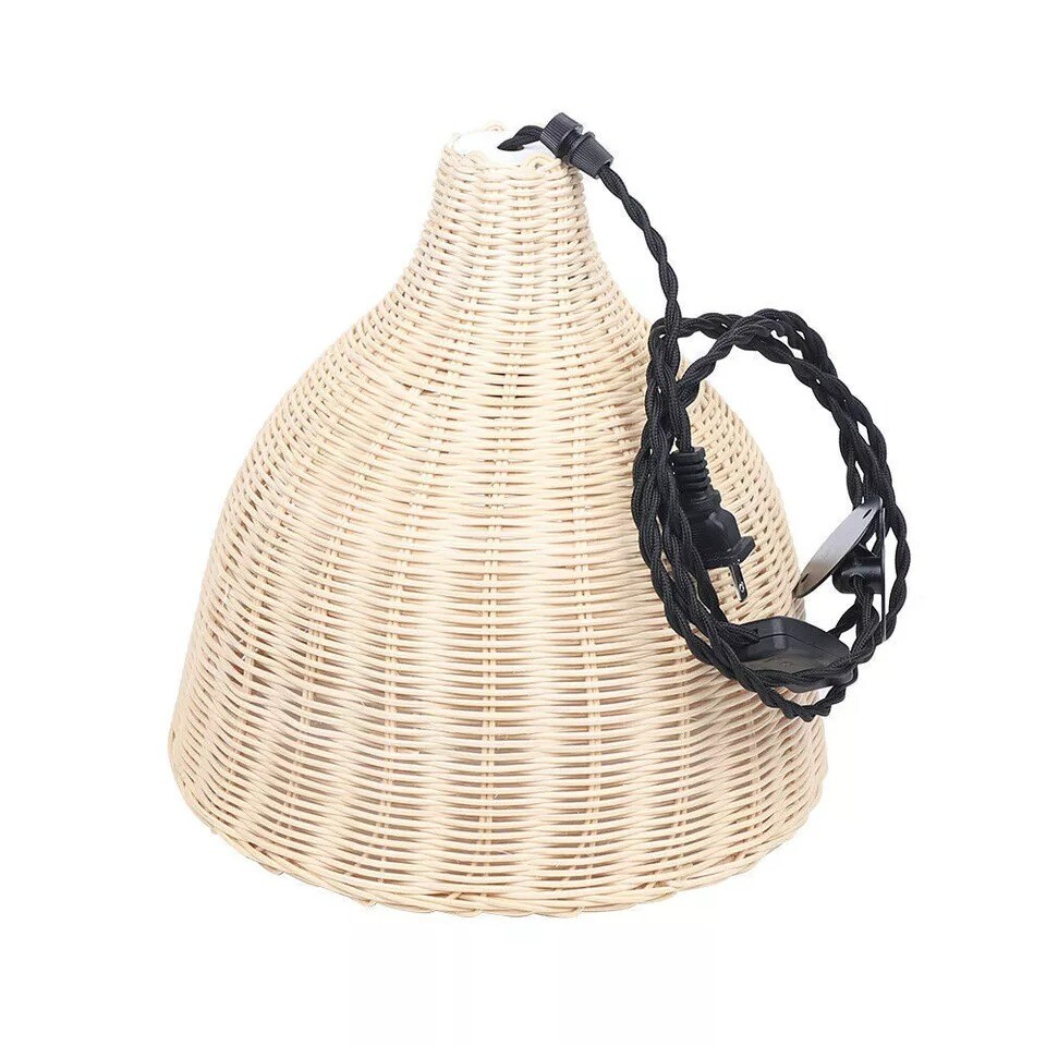 Bamboo Wicker Rattan Chandelier Retro Pendant Lamp Ceiling Light Fixture E26
