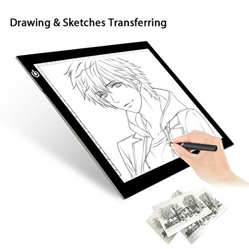 A4 LED Copy Board Light Tracing Box, Ultra-Thin Adjustable USB Power Artcraft LED Trace Light Pad for Tattoo Drawing, Diamond Painting, Streaming, Sketching, Animation, Stenciling