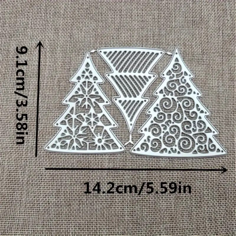Designer Metal Fancy Christmas Trees Dies Set- 3 Pieces