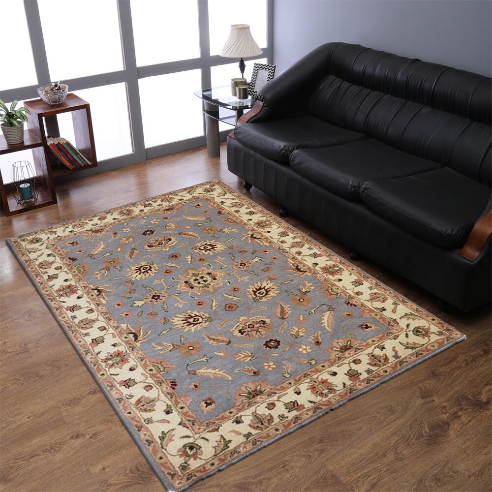 Hand Tufted Wool Area Rug 10X13 Blue White K00523 Eco Friendly High Pile