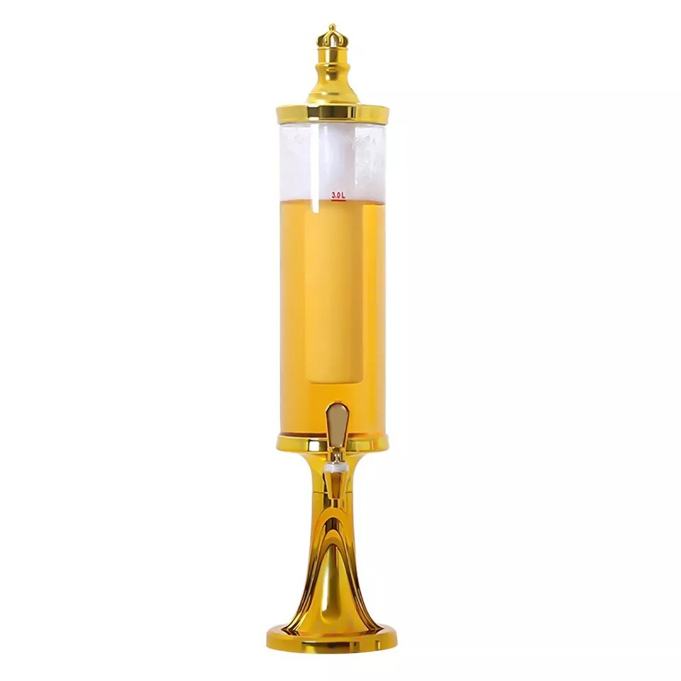 3L Beer Tower Beverage Dispenser Faucet Beverage Drink Dispenser LED Lights