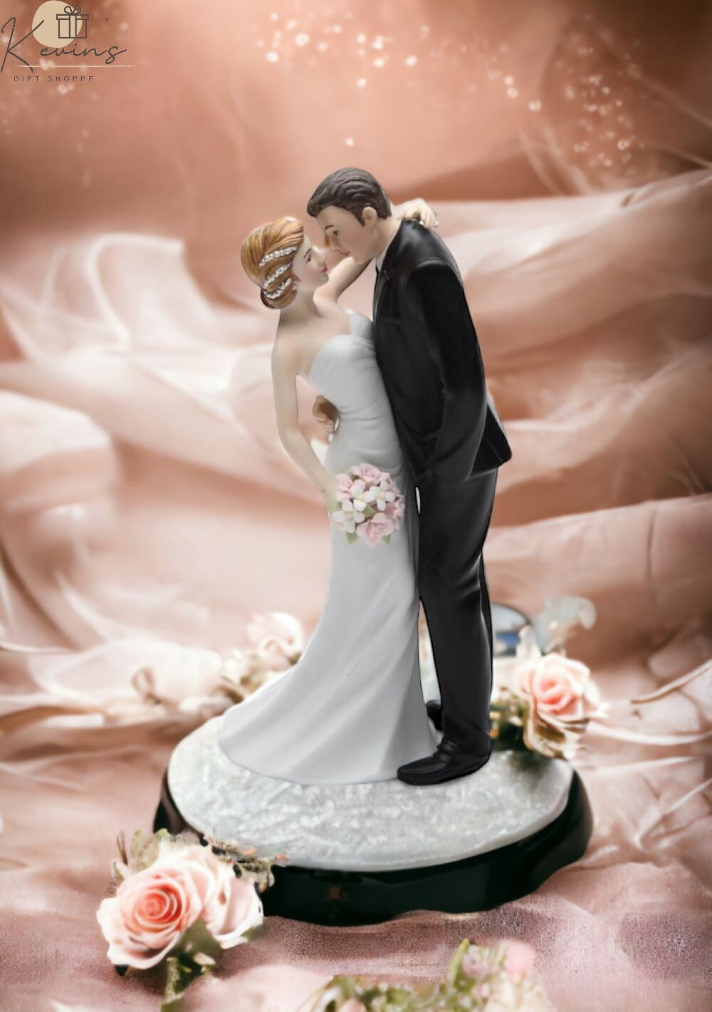 Ceramic Traditional Caucasian Wedding Bride and Groom Couple Figurine, Wedding Décor or Gift Idea, Anniversary Décor or Gift, Home Décor