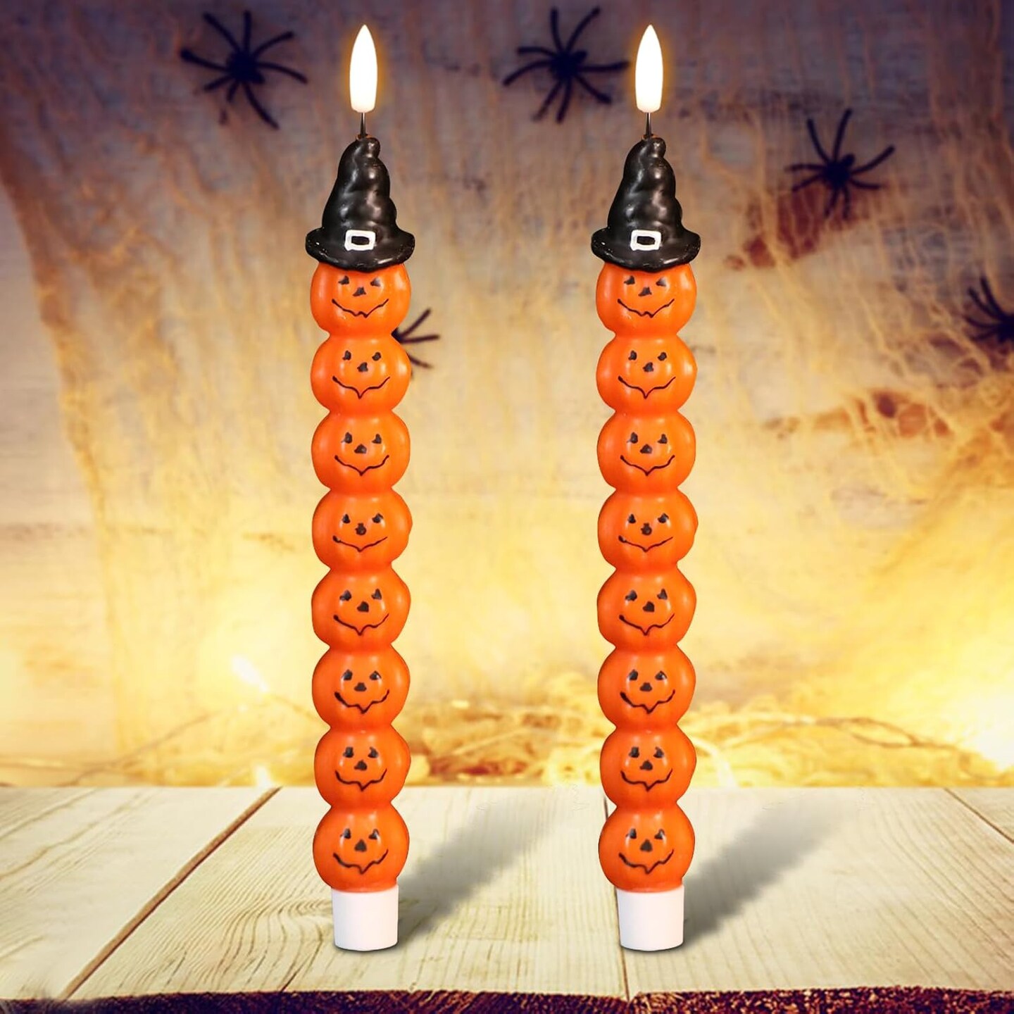 Halloween Flameless Candles - Real Wax LED Candles With Spooky Decals & Remote Timer
