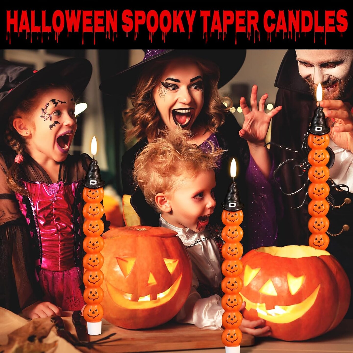 Halloween Flameless LED Candles with Timer – Battery Operated Flickering Candles for Spooky Indoor Decor