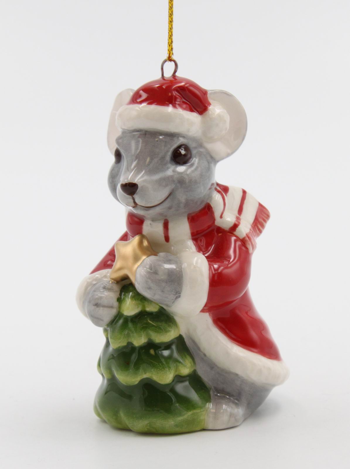 Ceramic Christmas Mouse With Tree Ornament, Home Décor, Gift for Her, Gift for Mom, Kitchen Décor, Christmas Décor