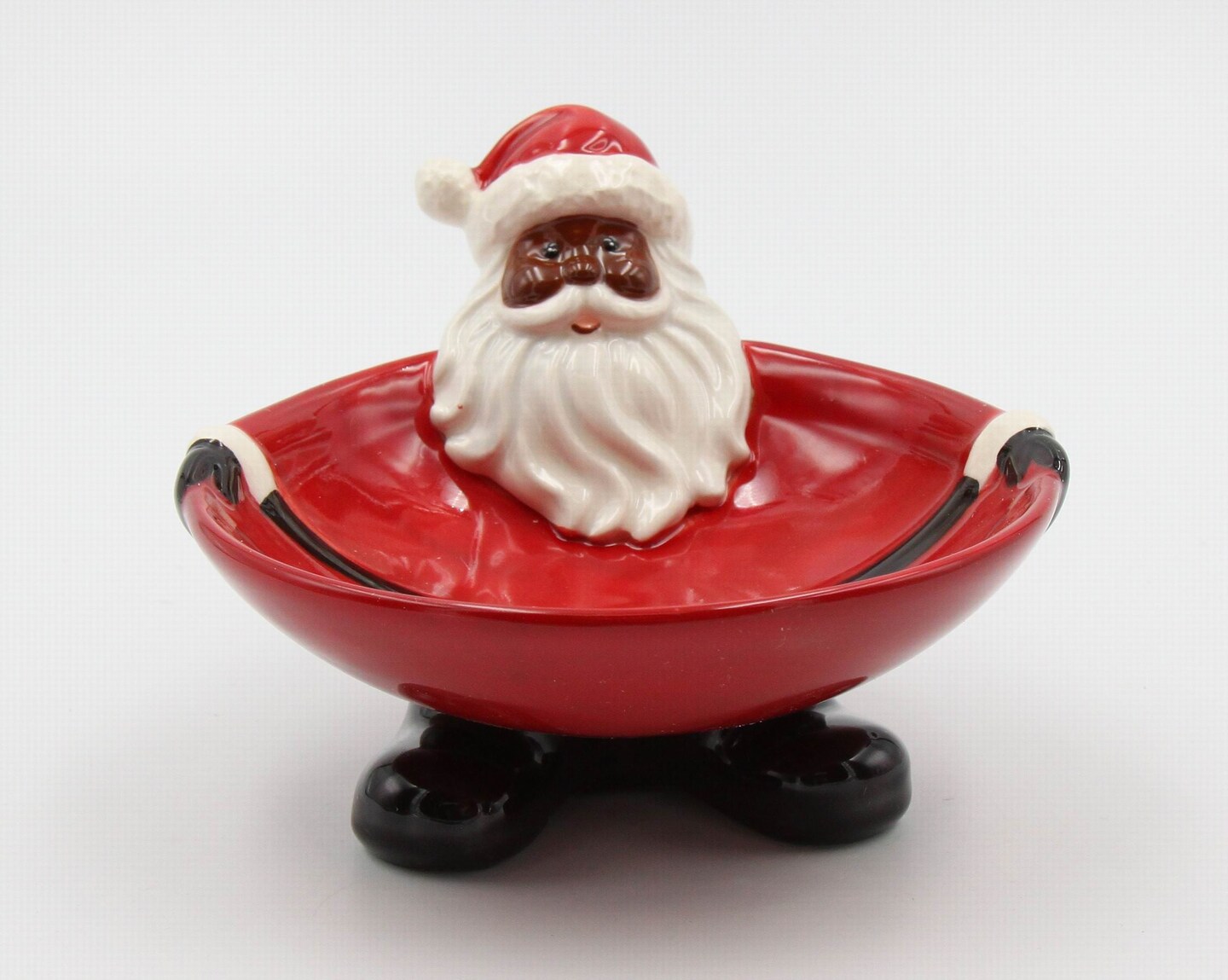 African American Santa Claus Ceramic Candy Bowl, Home D&#xE9;cor, Gift for Her, Gift for Mom, Kitchen D&#xE9;cor, Christmas D&#xE9;cor