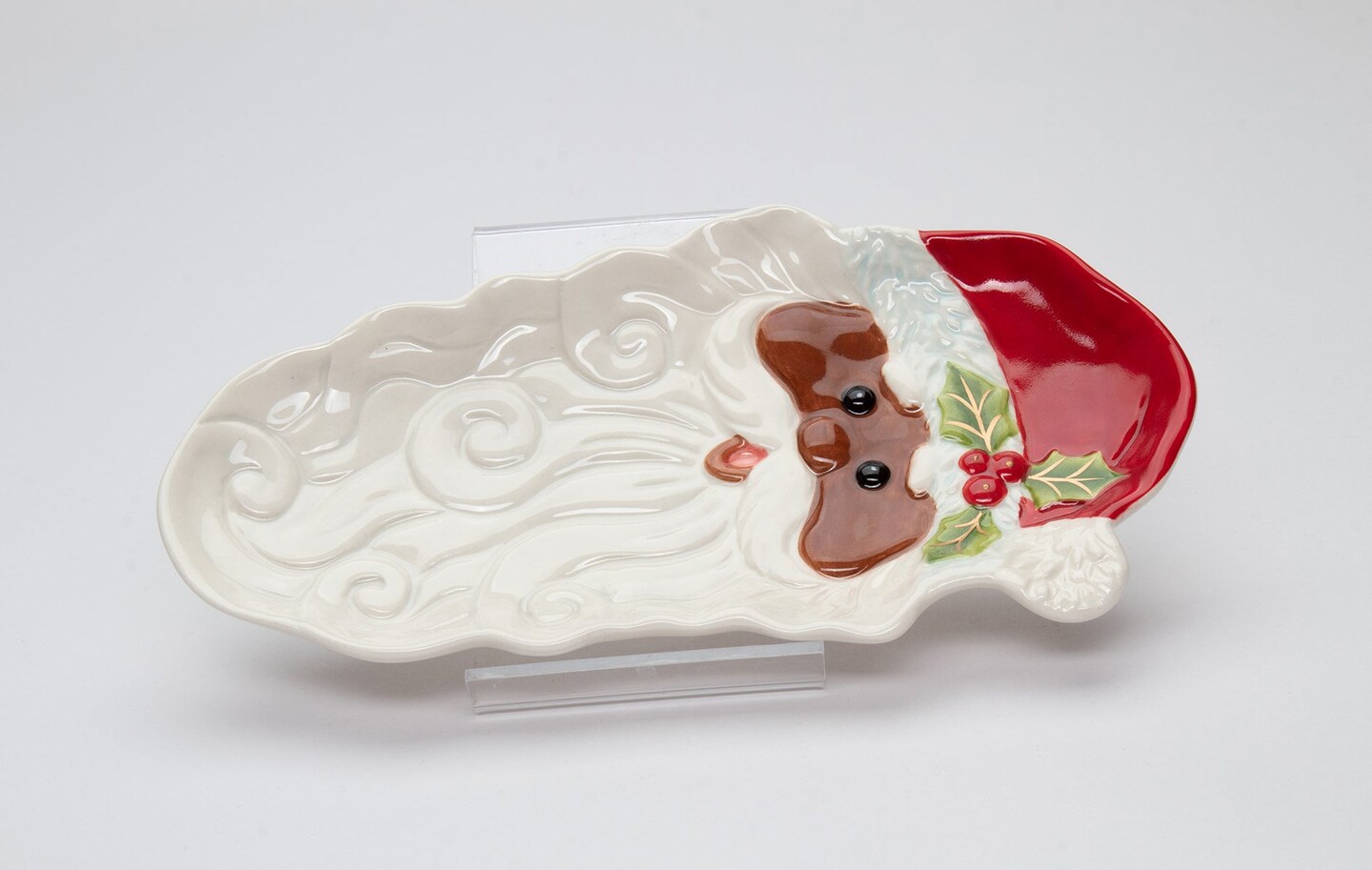 Ceramic African American Santa Dessert Tray, Home D&#xE9;cor, Gift for Her, Gift for Mom, Kitchen D&#xE9;cor, Christmas D&#xE9;cor