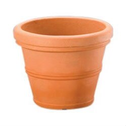 Brown Poly Resin 12-inch Round Planter with Drainage Holes