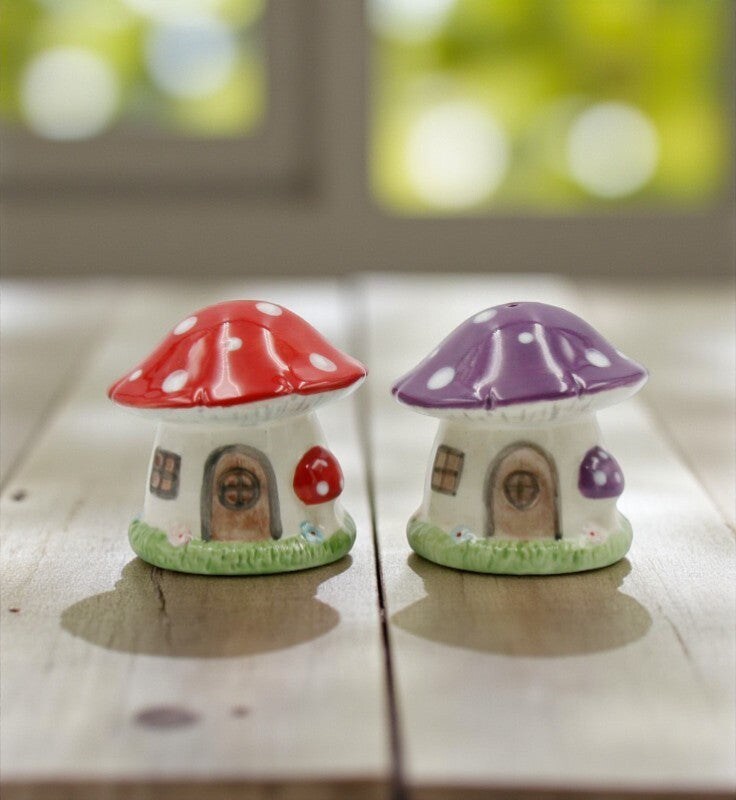 Magic Mushroom Sprinkles Ceramic Salt And Pepper Shakers, Home Décor, Gift for Her, Gift for Mom, Fairy Garden Decor