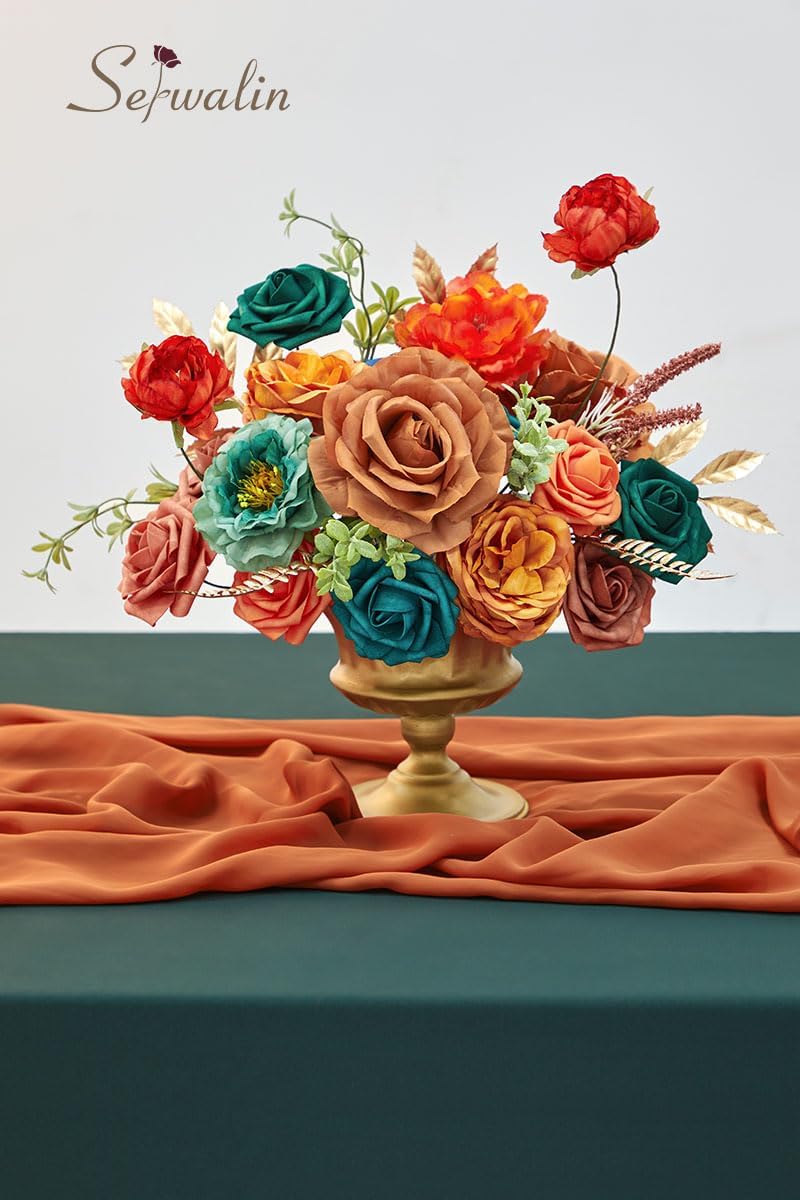 Artificial Fall Floral - Athens Orange Teal Blue