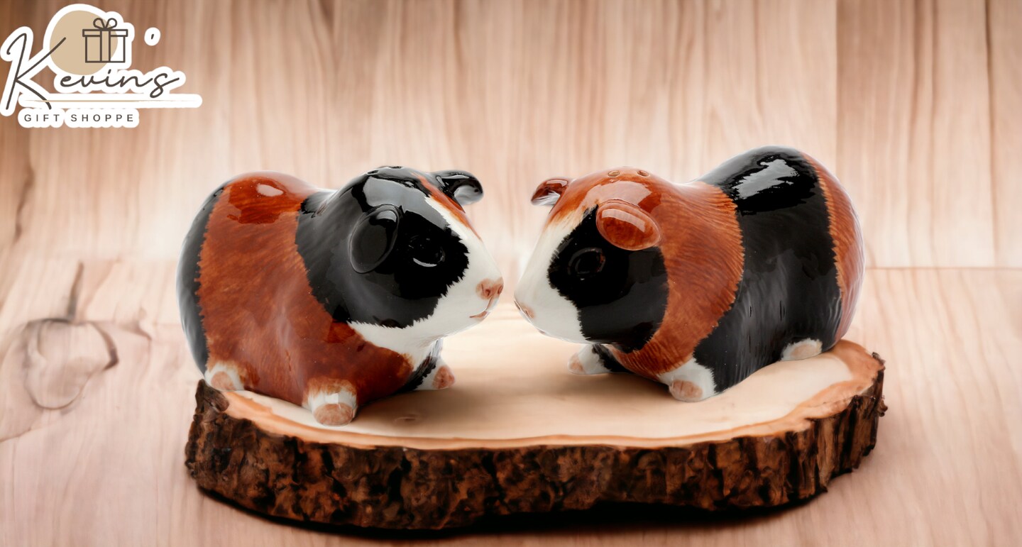 Hand Painted Ceramic Guinea Pig Salt &#x26; Pepper Shakers, Home D&#xE9;cor, Gift for Her, Gift for Mom, Kitchen D&#xE9;cor