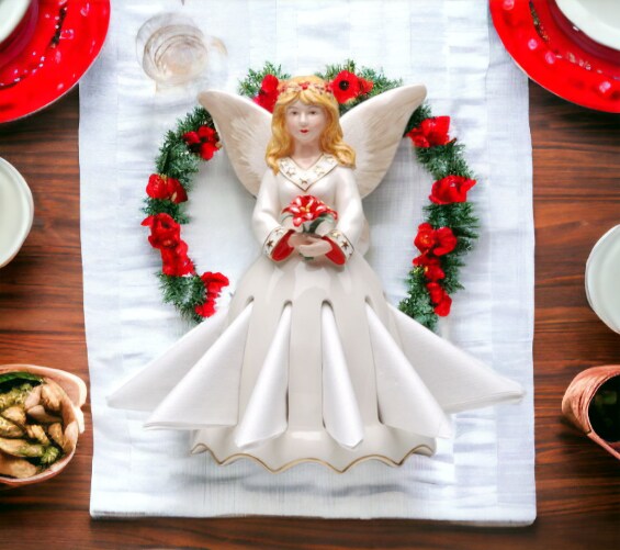 Ceramic Winter Fairy Napkin Holder, Home D&#xE9;cor, Gift for Her, Gift for Mom, Kitchen D&#xE9;cor, Christmas D&#xE9;cor