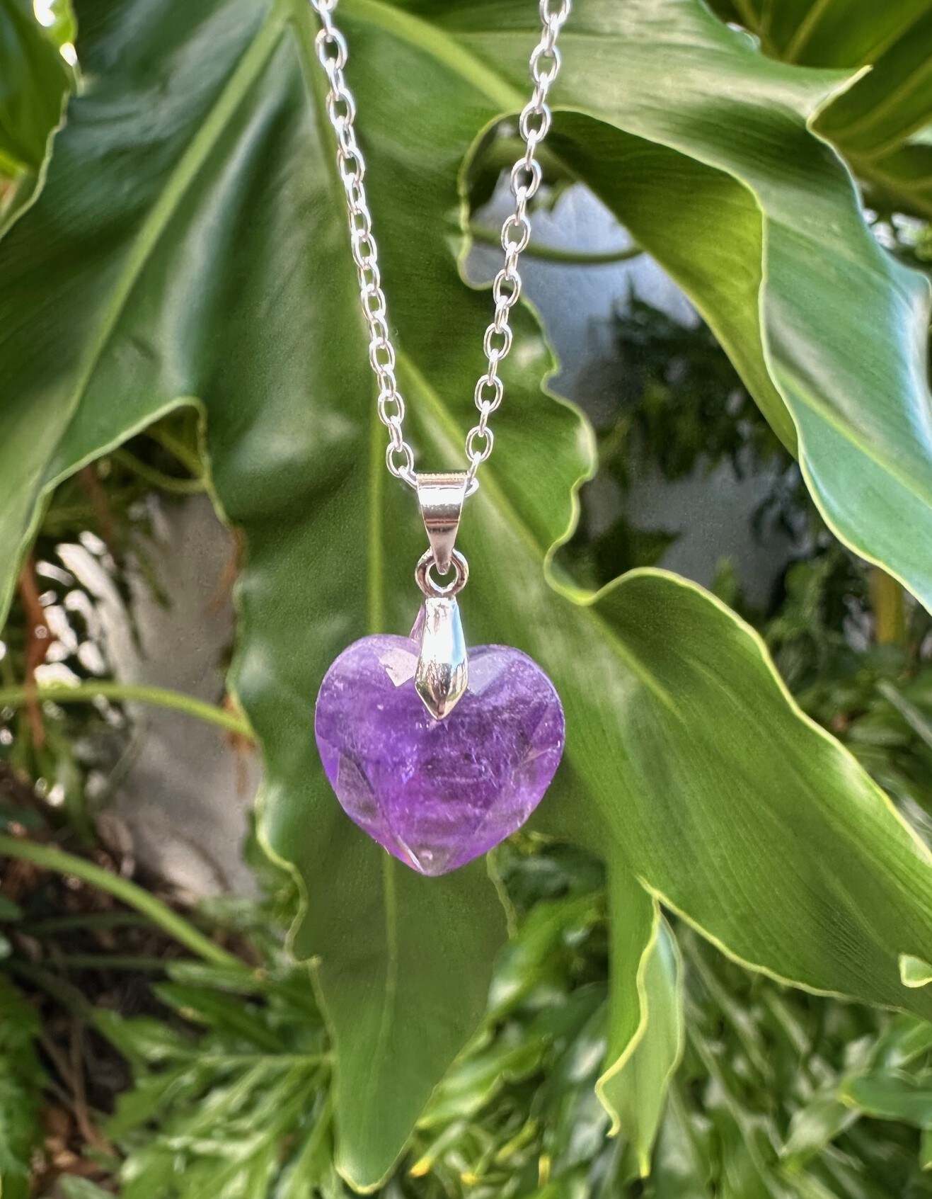 Dainty Amethyst Heart Pendant Necklace Faceted | MakerPlace by