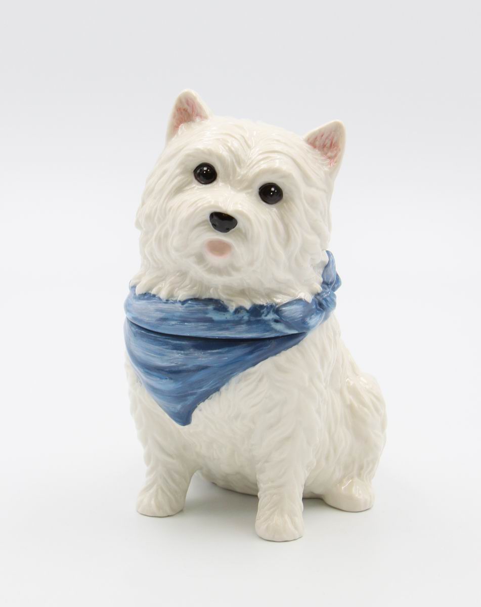 Ceramic West Terrier Dog Cookie Jar, Home D&#xE9;cor, Gift for Her, Gift for Mom, Kitchen D&#xE9;cor, Dog Lover Gift