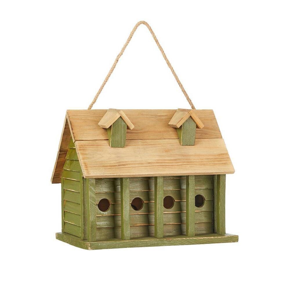 Green Solid Wood and Metal Acorn-Shaped Bird Feeder with Locking Roof and Mesh