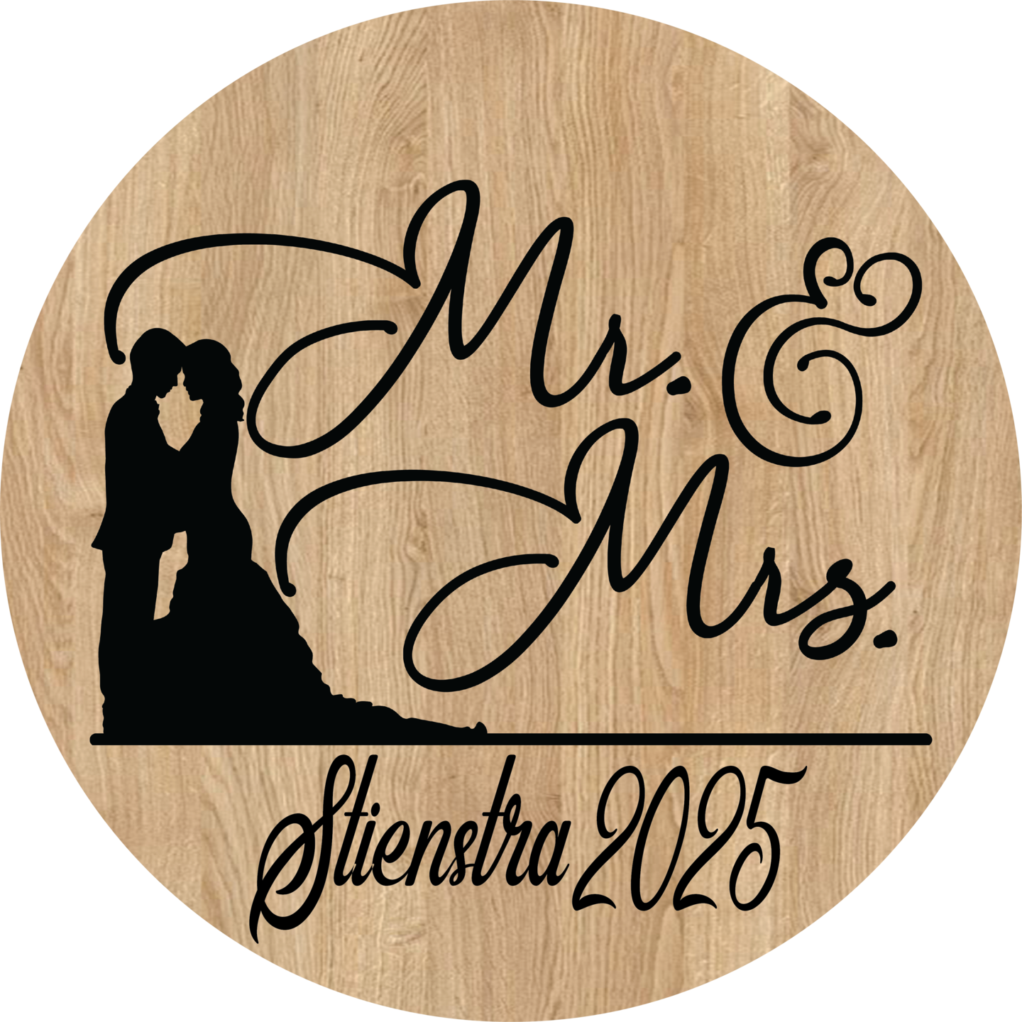 Mr and Mrs Wedding Round Sign