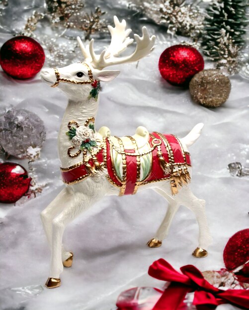 Ceramic Christmas Fantasia Standing Deer, Home D&#xE9;cor, Gift for Her, Gift for Mom, Kitchen D&#xE9;cor, Christmas D&#xE9;cor
