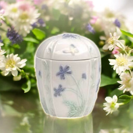 Ceramic Violet Flower Accessory Box, Bathroom Vanity Decor, Gift for Her