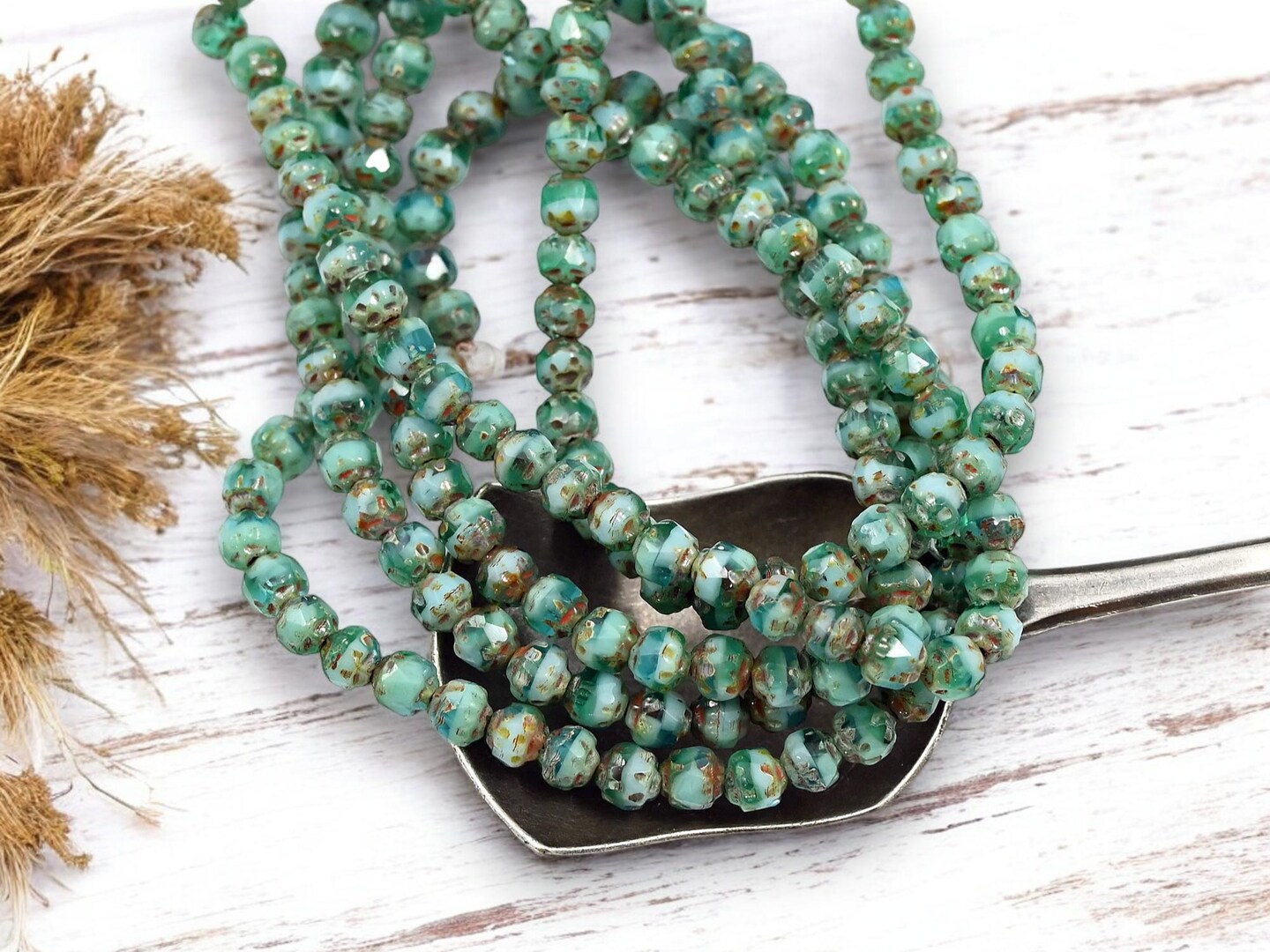 *40* 4mm Blended Turquoise Picasso Fire Polished Cathedral Beads