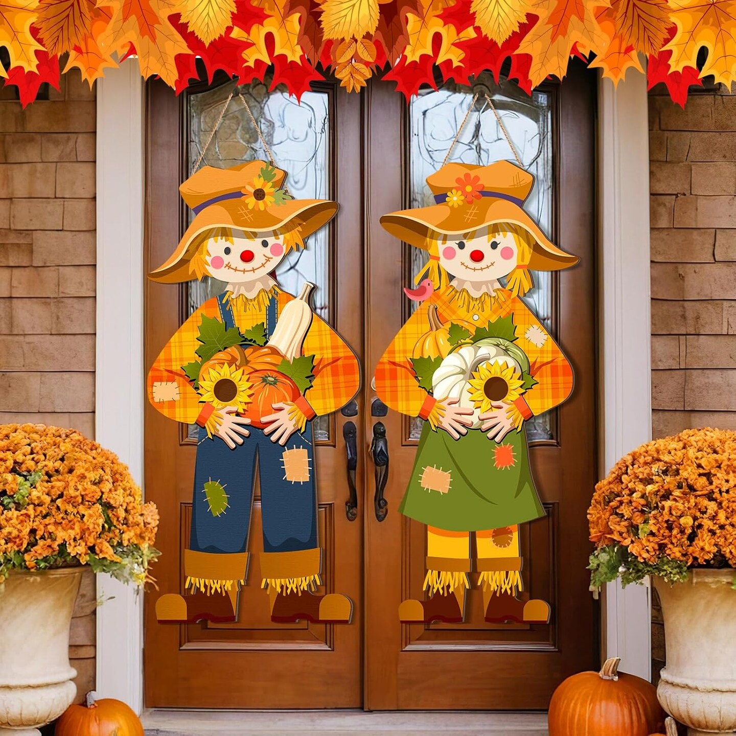 2 Pcs Fall Scarecrow Porch Door Decor | Michaels