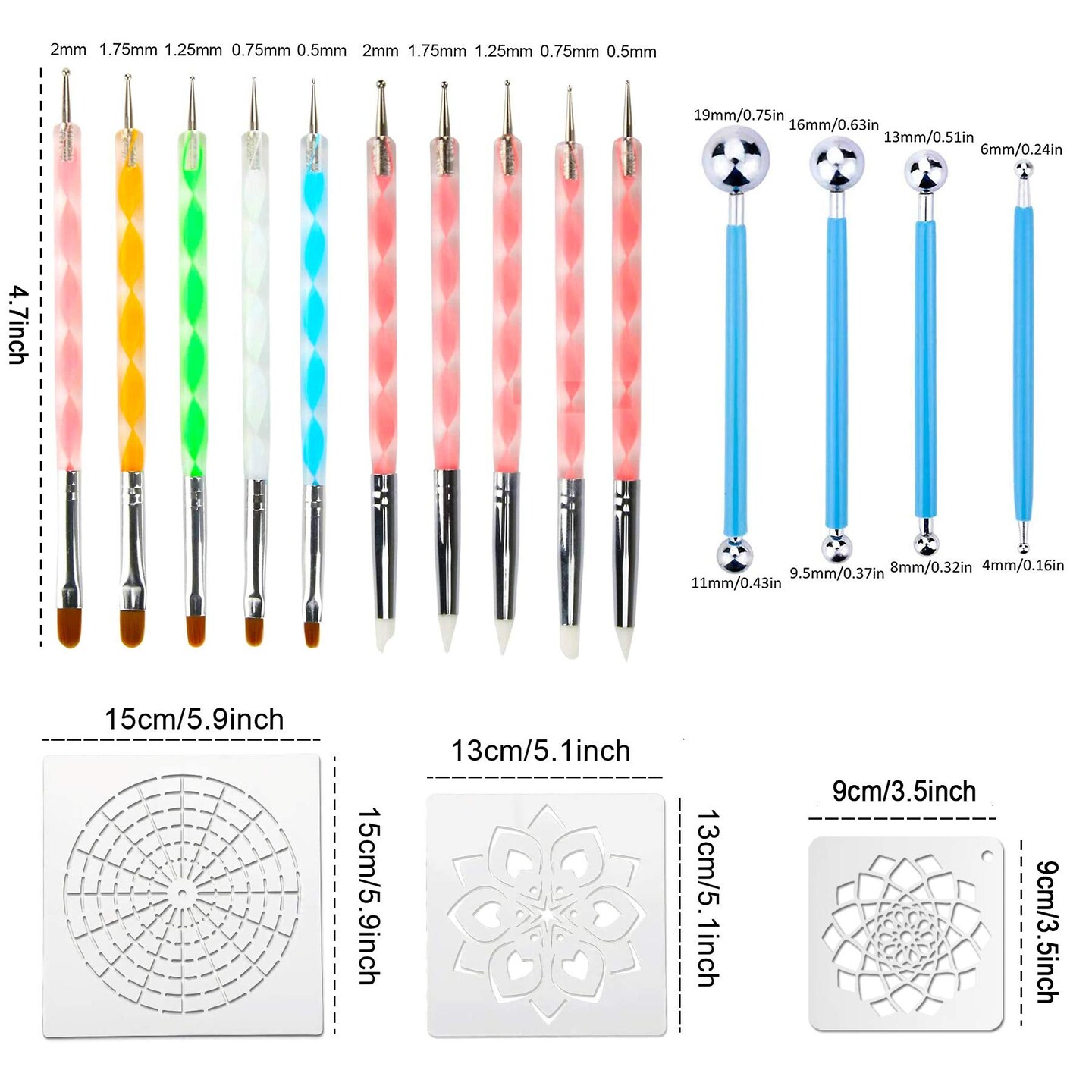 Mandala Dotting Tools, 58PCS Dot Painting Tools Set Rock Painting Supplies with a Blue Zipper Waterproof Storage Bag for Painting Rocks &#x26; Organizer Storage Tote Bag