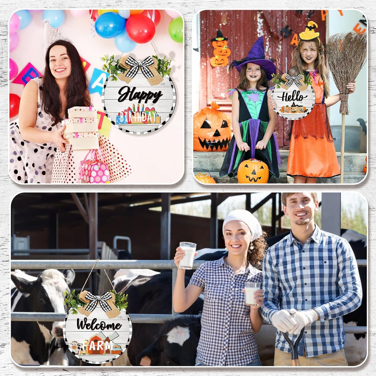 20 Pcs Interchangeable Hanging Sign, Seasonal Front Door Decoration (White)