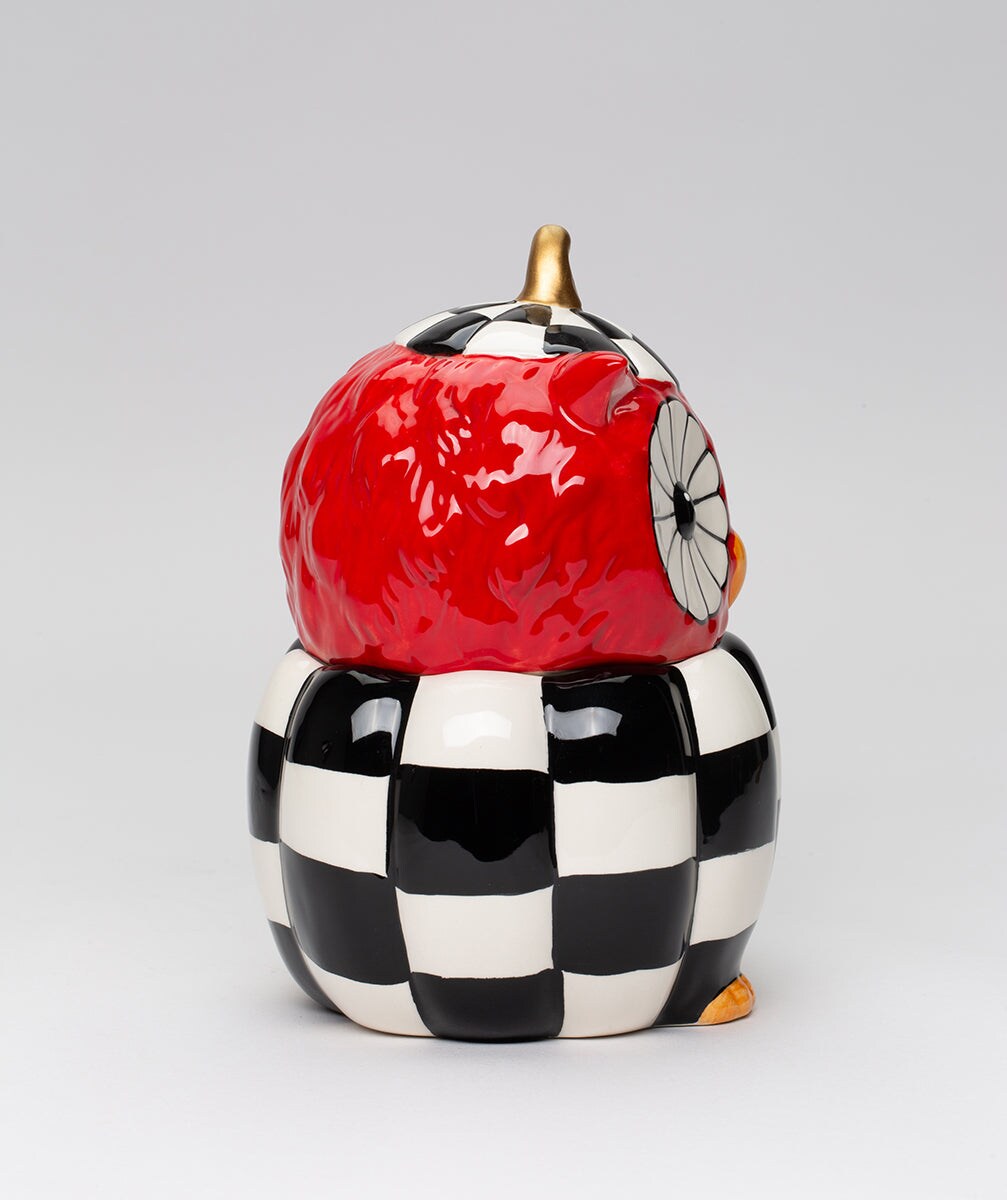 Ceramic Checkerboard Owl Candy Jar, Kitchen Decor, Fall Decor, Gift for Her, Gift for Mom
