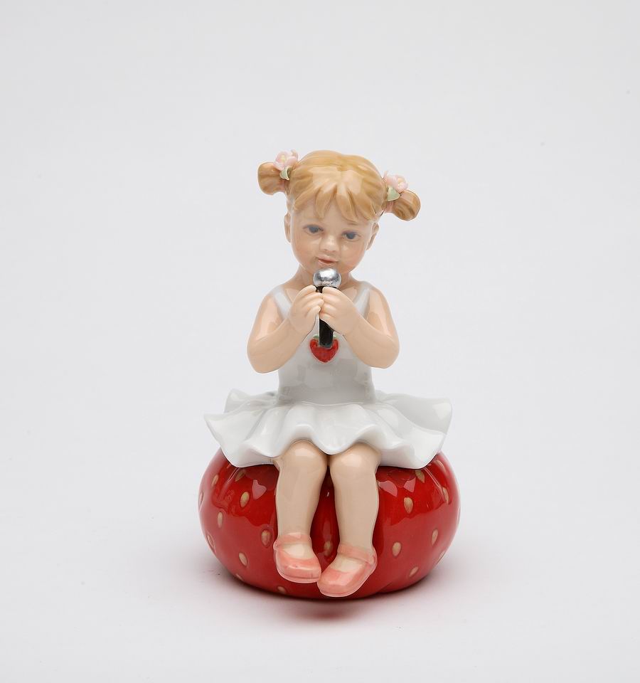 Ceramic Girl Playing on Bean Bag Figurine, Home Decor, Gift for Her, Gift for Mom