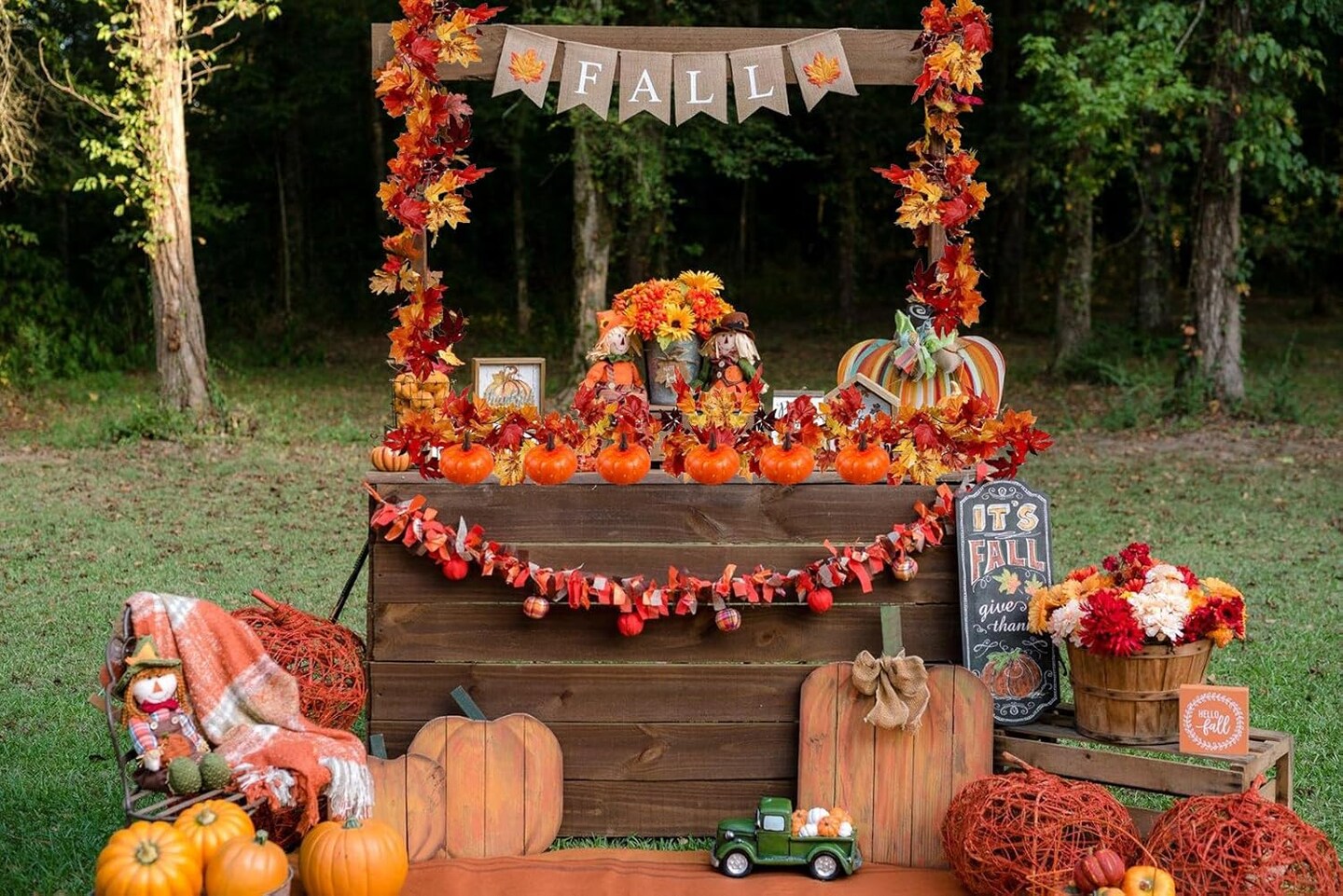 2 Pack Fall Leave Vines and Pumpkins Maple Garland