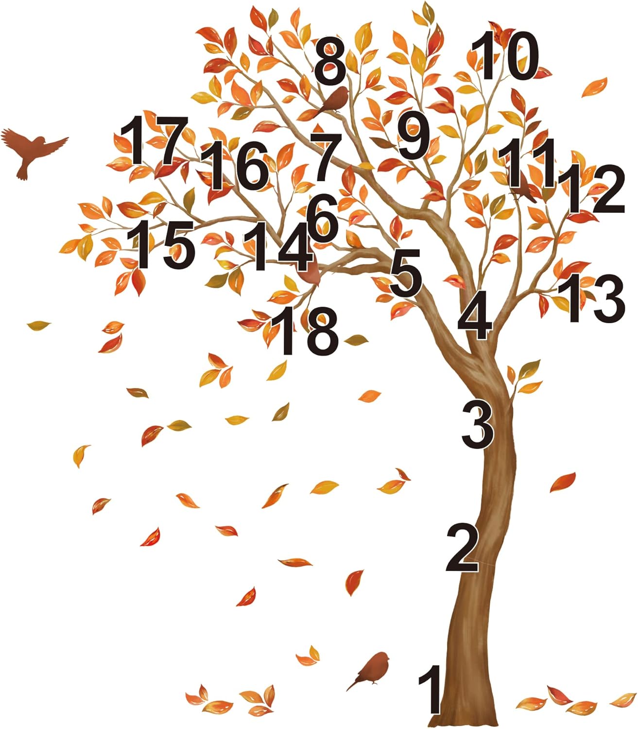 Fall Large Tree Wall Stickers Autumn Falling Leaves Peel and Stick Wall Art Decals
